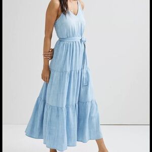 Anthropologie Cloth & Stone Sweet Chambray Tiered Maxi Dress Medium
